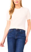 CeCe Short Sleeve Pointelle Stitch Sweater