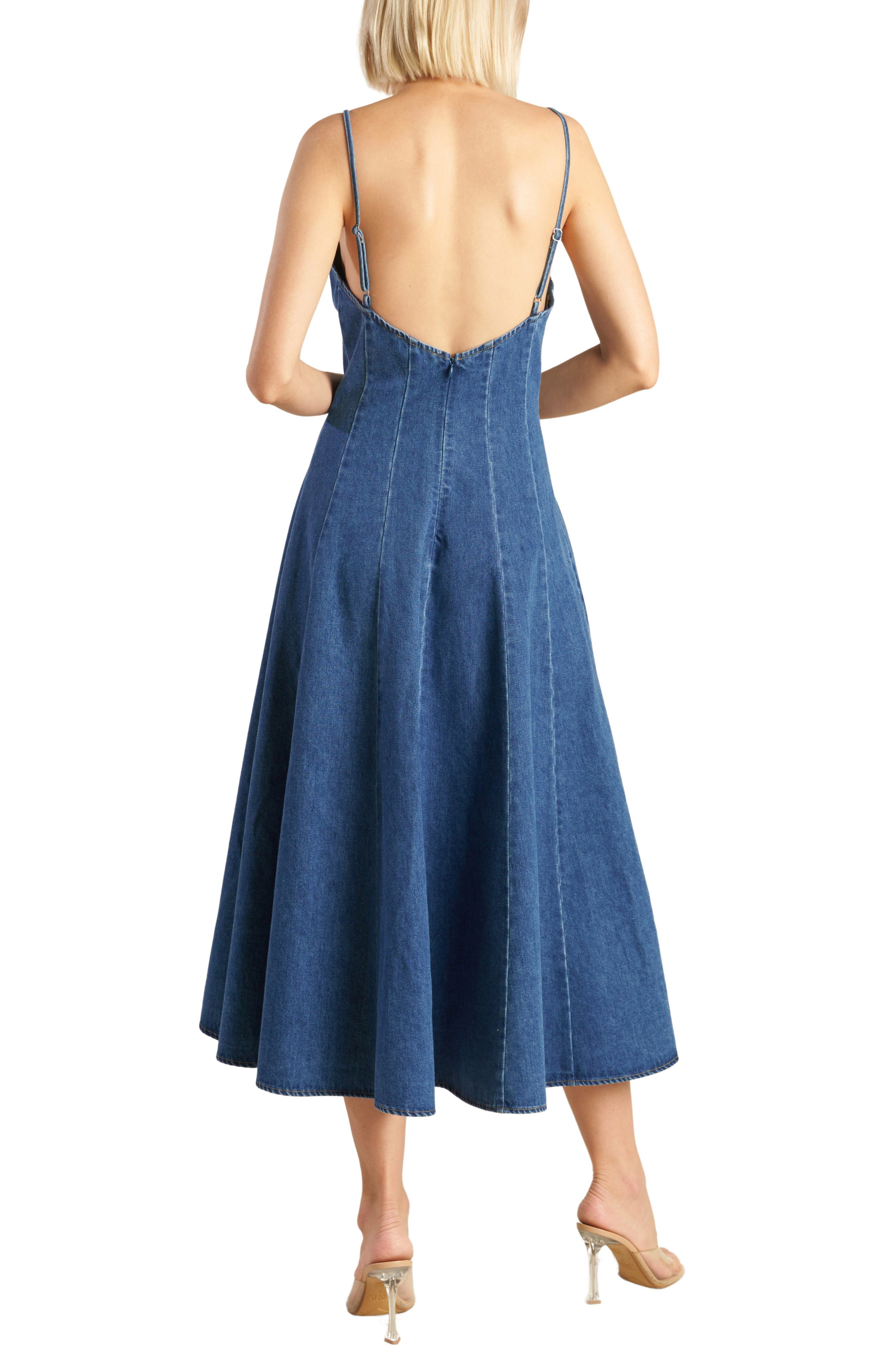 Sleeveless Denim Midi Dress - image 2