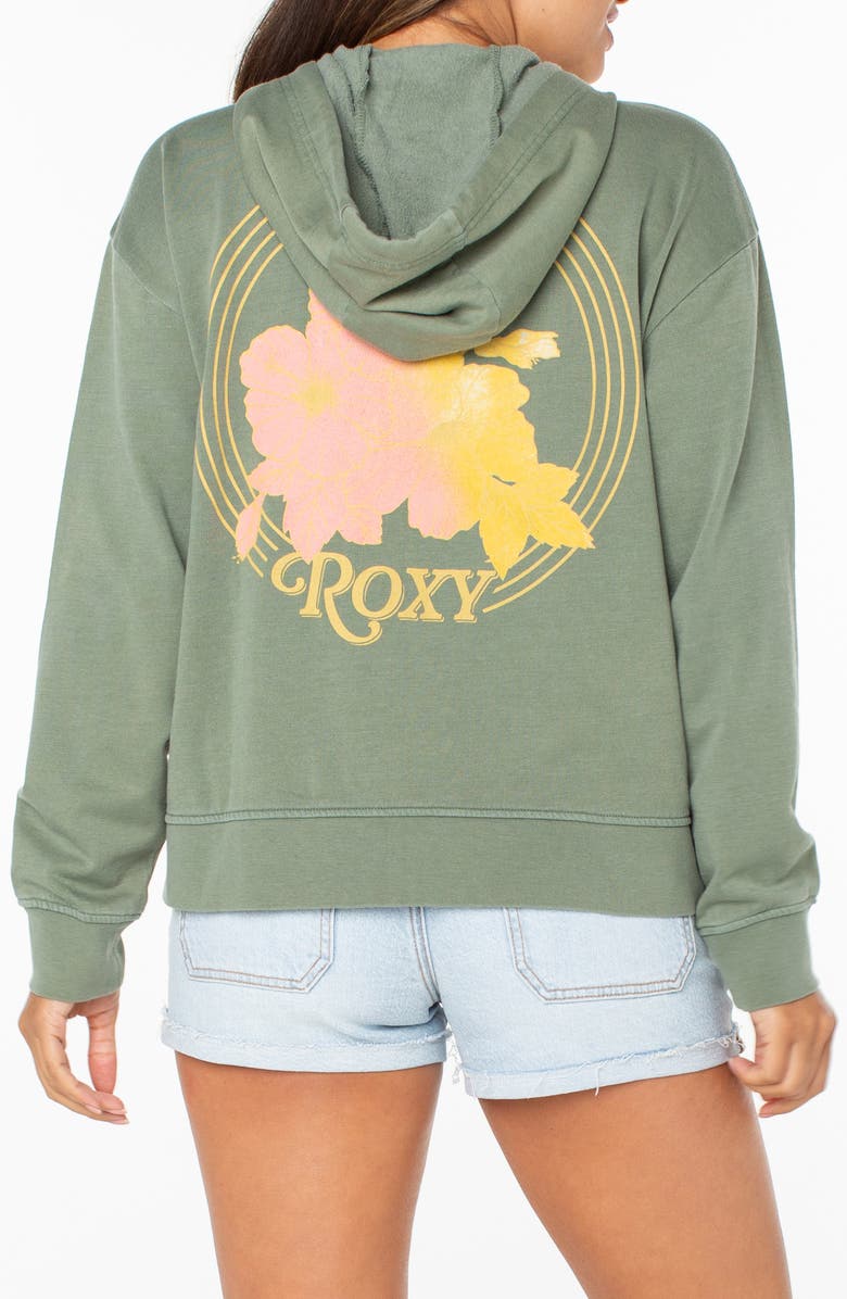 Roxy Sweet Rhythm Full Zip Hoodie, Alternate, color, Agave Gree