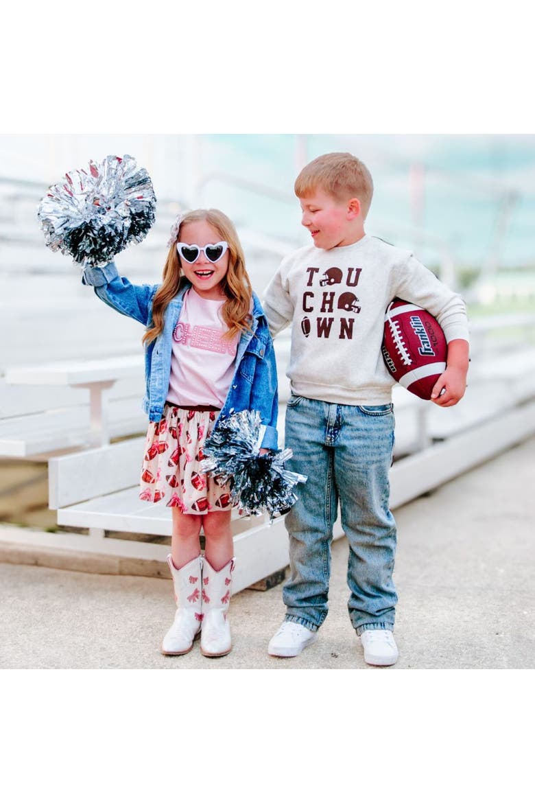 Game Day Football Sequin Patch Denim Jacket, Alternate, color, Denim