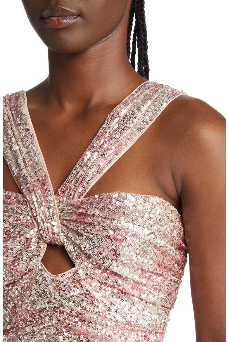 Sabryna Sequin Ruched Halter Minidress, Alternate, color, COTTON CANDY