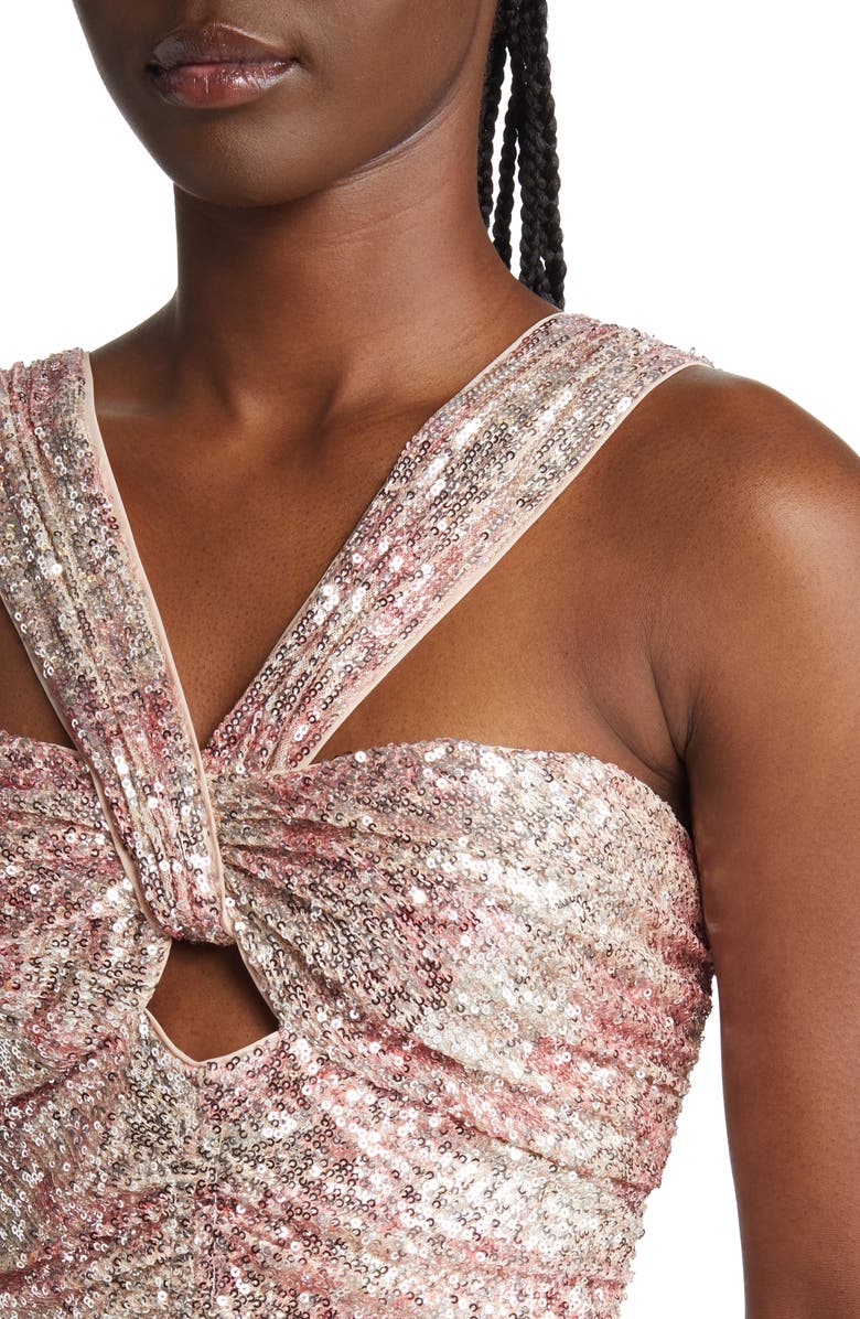 Saylor Sabryna Sequin Ruched Halter Minidress, Alternate, color, 