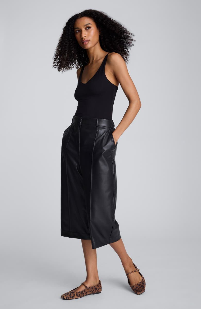 Kenneth Cole Pintuck High Waist Faux Leather Crop Pants, Alternate, color,