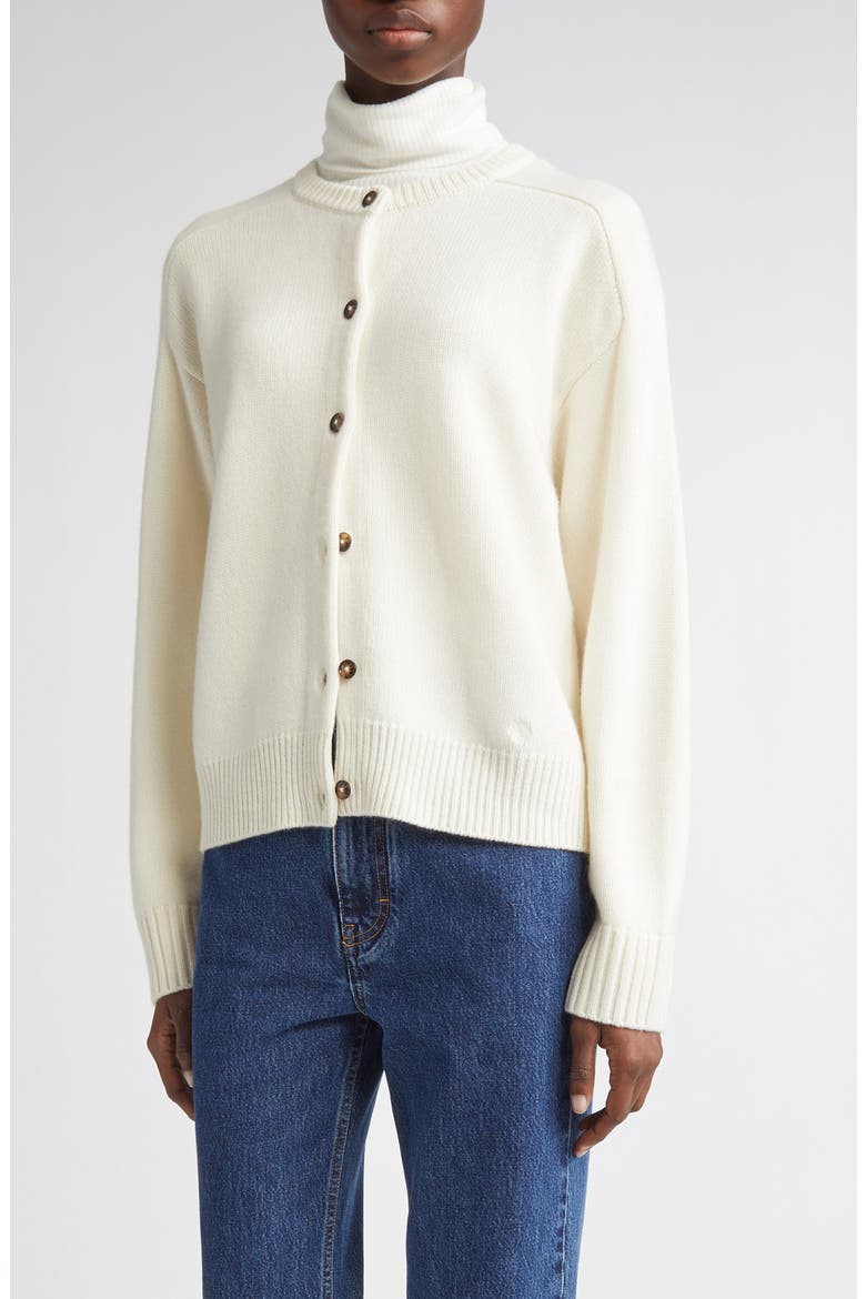 Aidar Crop Wool & Cashmere Crewneck Cardigan, Main, color, IVORY