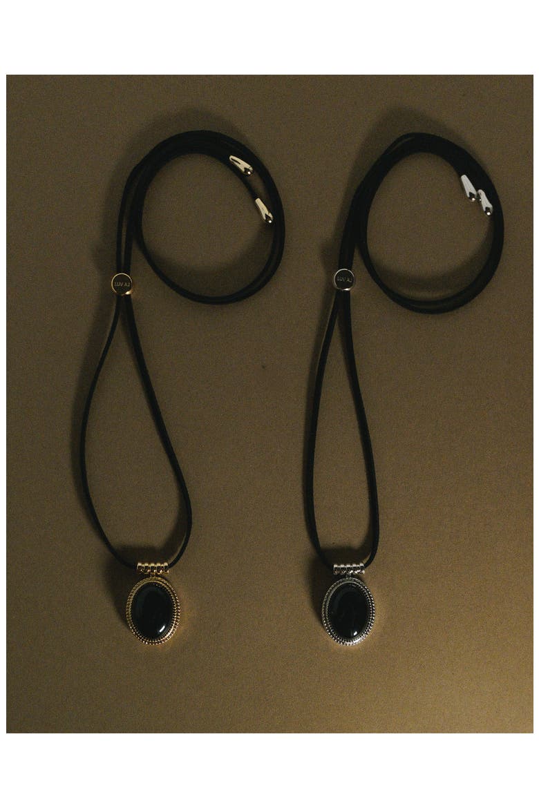 The Midnight Mesa Black Agate Pendant Necklace, Alternate, color, SILVER