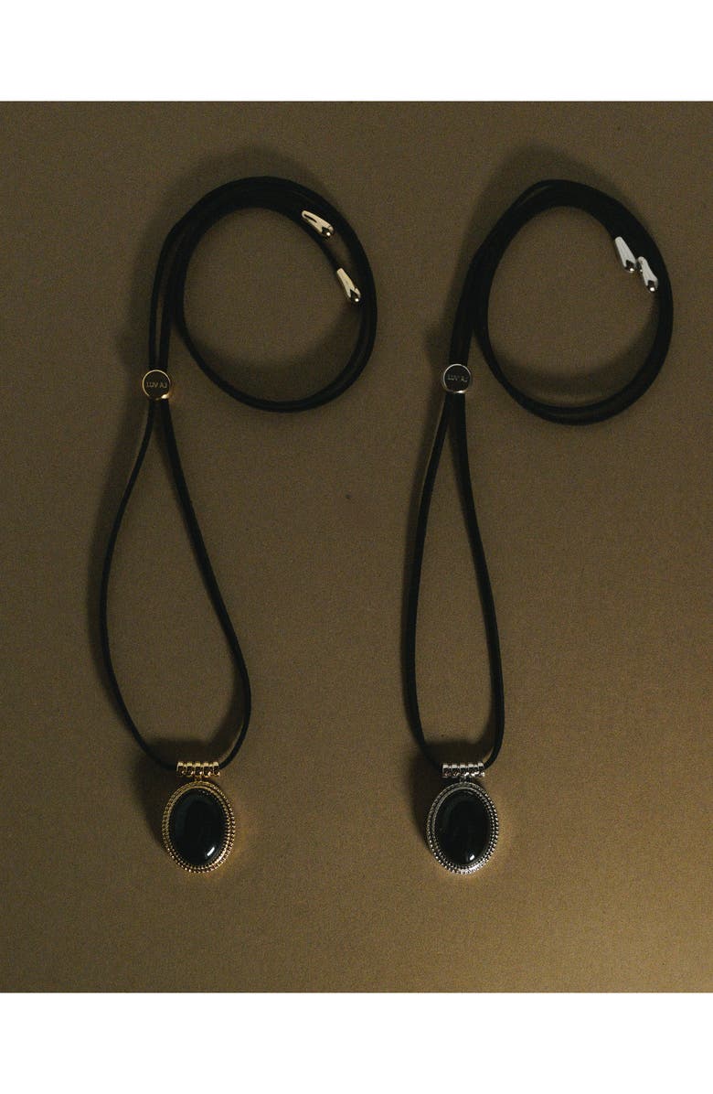 Luv AJ The Midnight Mesa Black Agate Pendant Necklace, Alternate, color, Silver