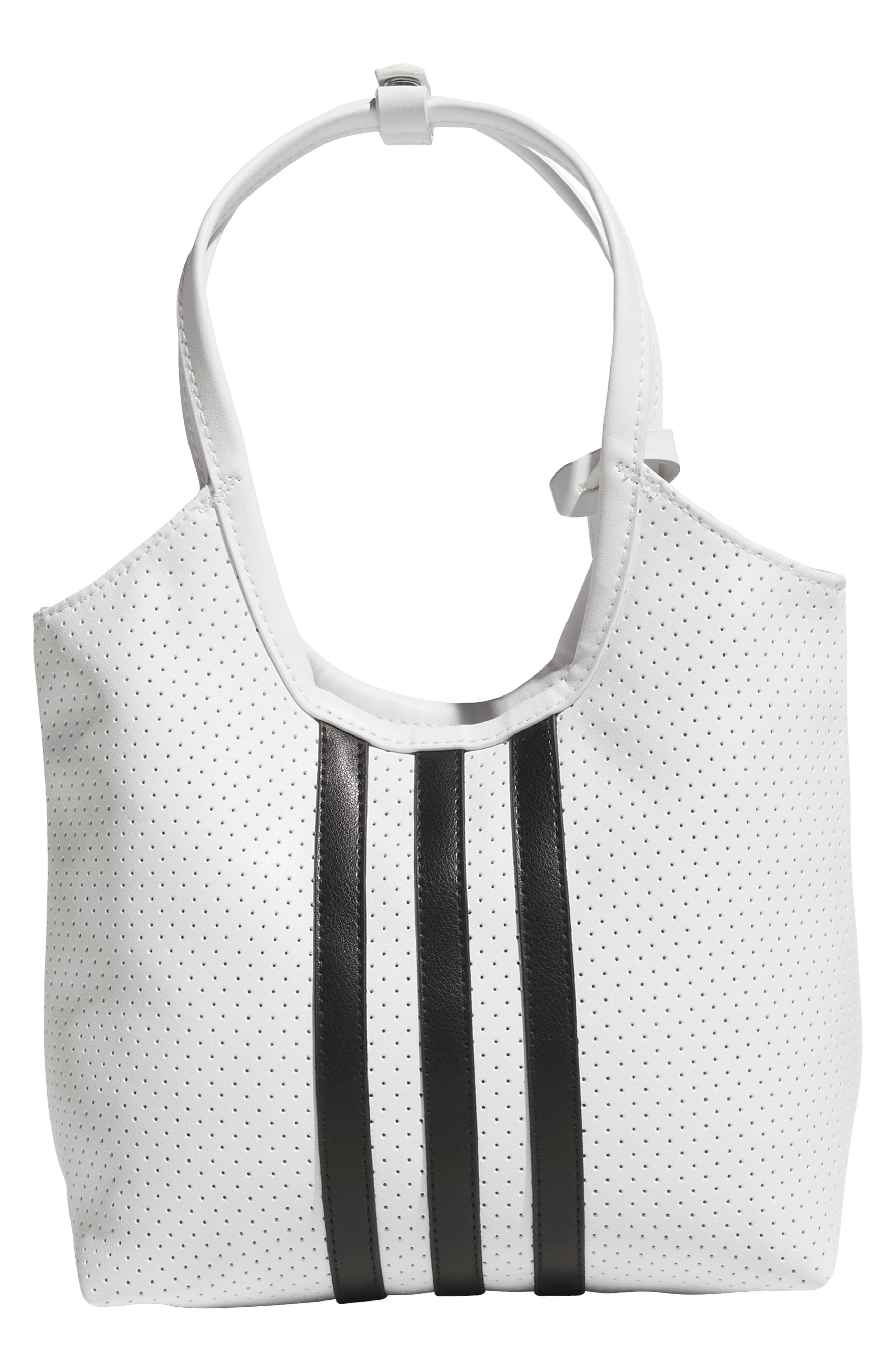 Kids' Mini Perforated Faux Leather Tote, Alternate, color, WHITE/ BLACK