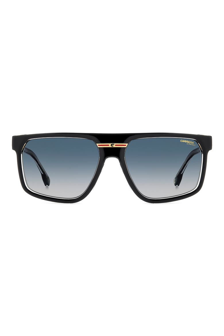 Victory C 60mm Square Flat Top Sunglasses, Main, color, BLACK CRYSTAL/ DK BLUE SF