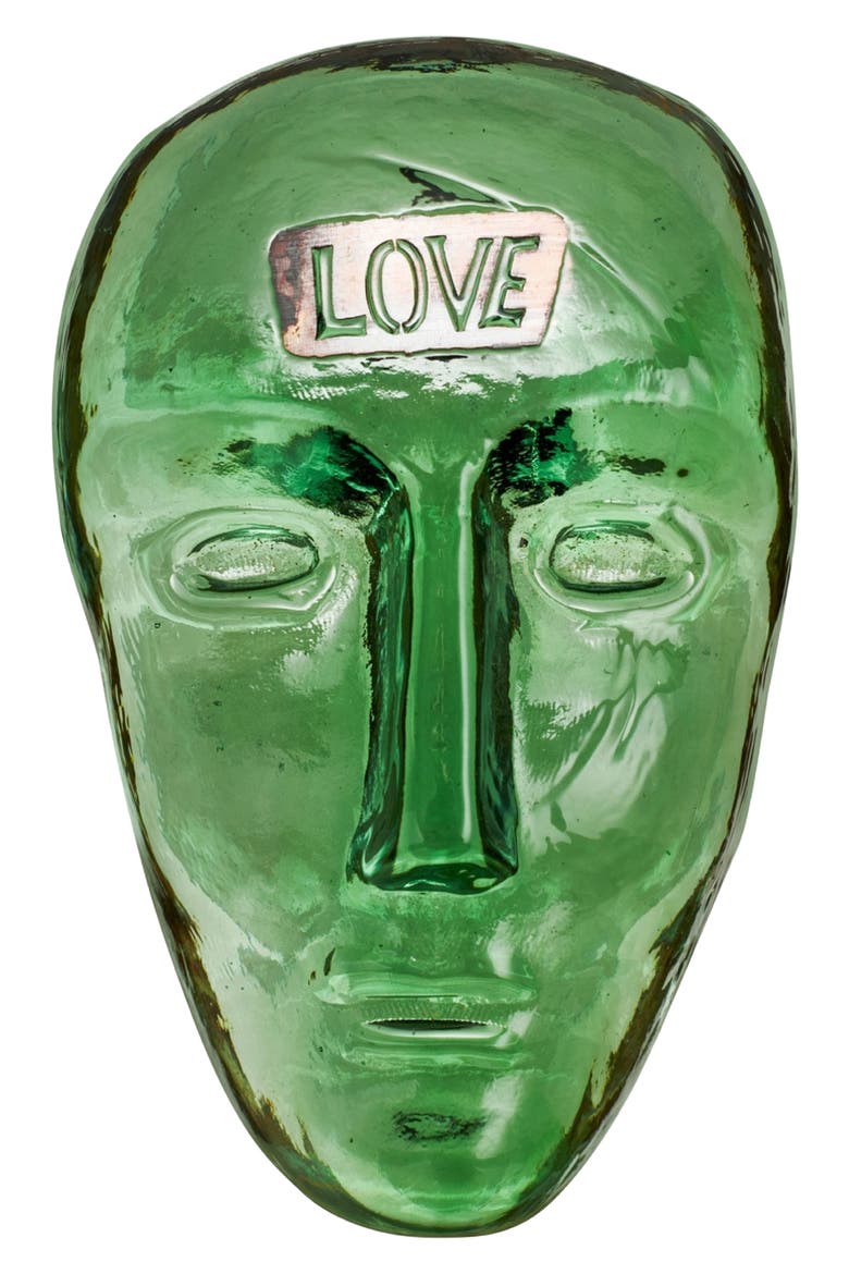 Companion Love Glass Mask Sculpture, Main, color, GREEN