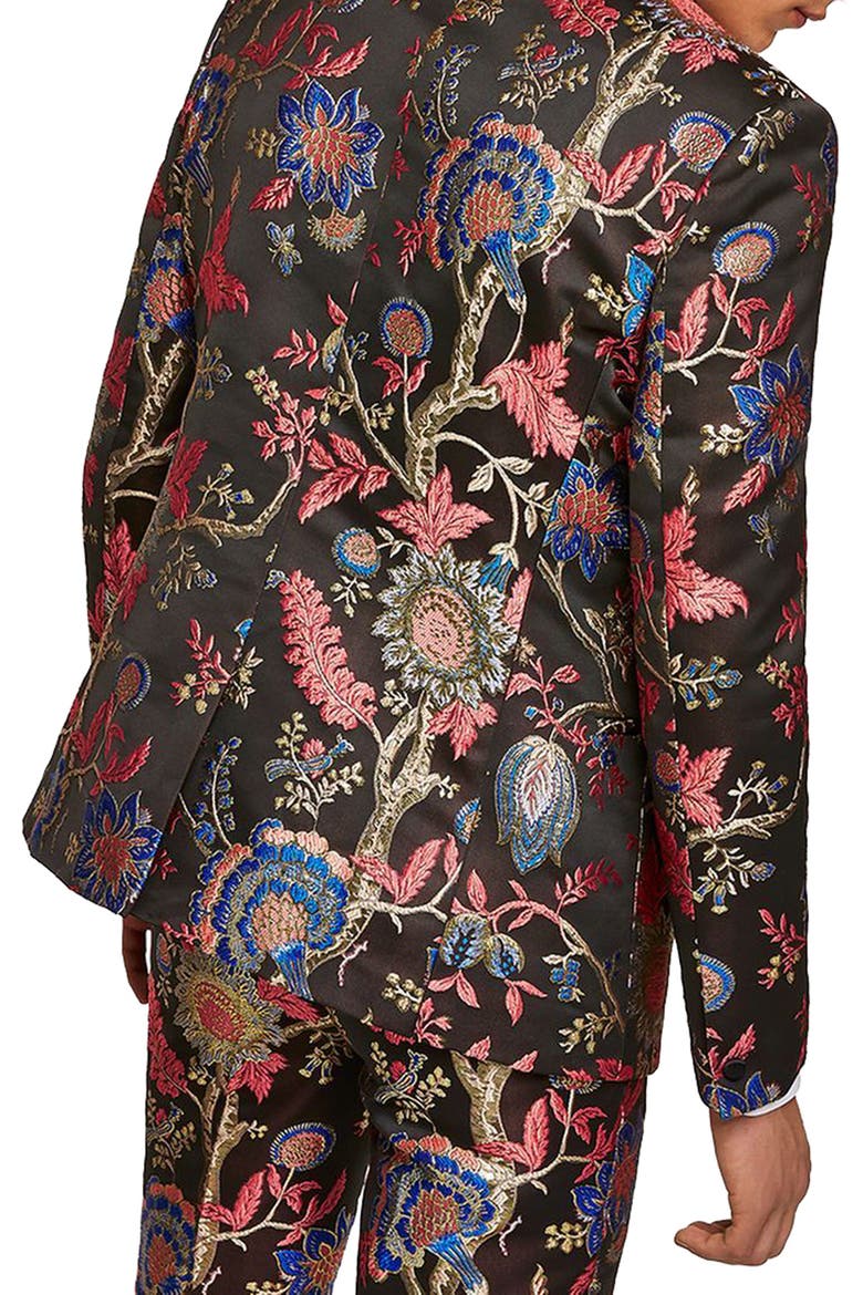 Classic Fit Floral Print Suit Jacket, Alternate, color, BLACK MULTI