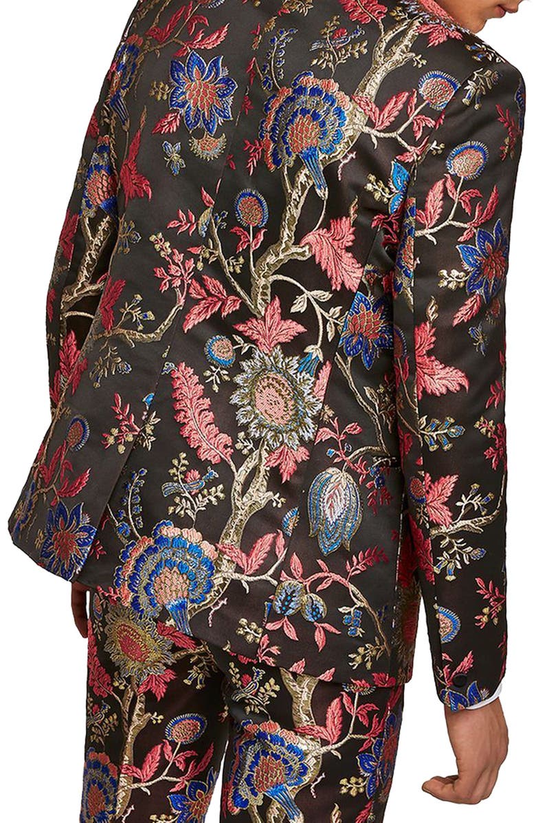 Topman Classic Fit Floral Print Suit Jacket, Alternate, color, 