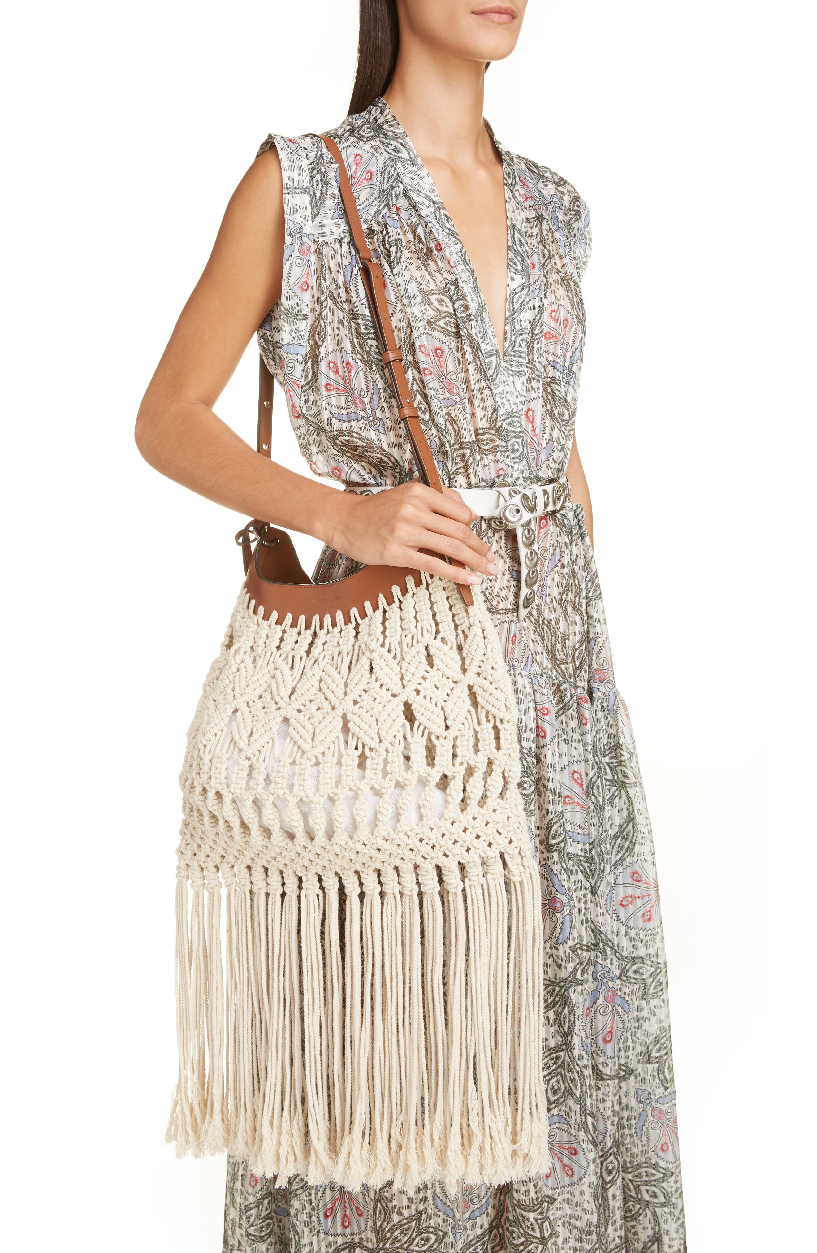 Isabel Marant Teomia Macramé Shoulder Bag, Alternate, color, 