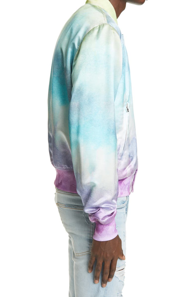 AMIRI Watercolor Satin Bomber Jacket, Alternate, color, 