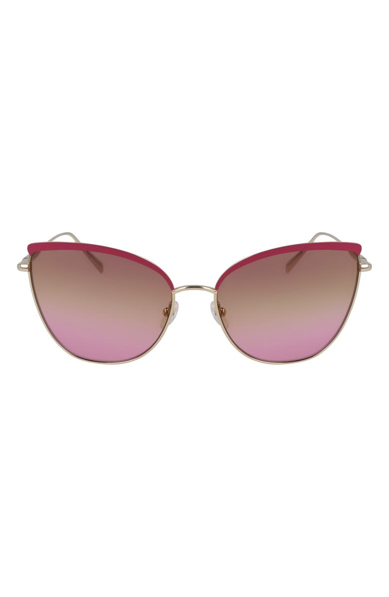 Longchamp Roseau 60mm Gradient Butterfly Sunglasses, Main, color, Gold/ Rose