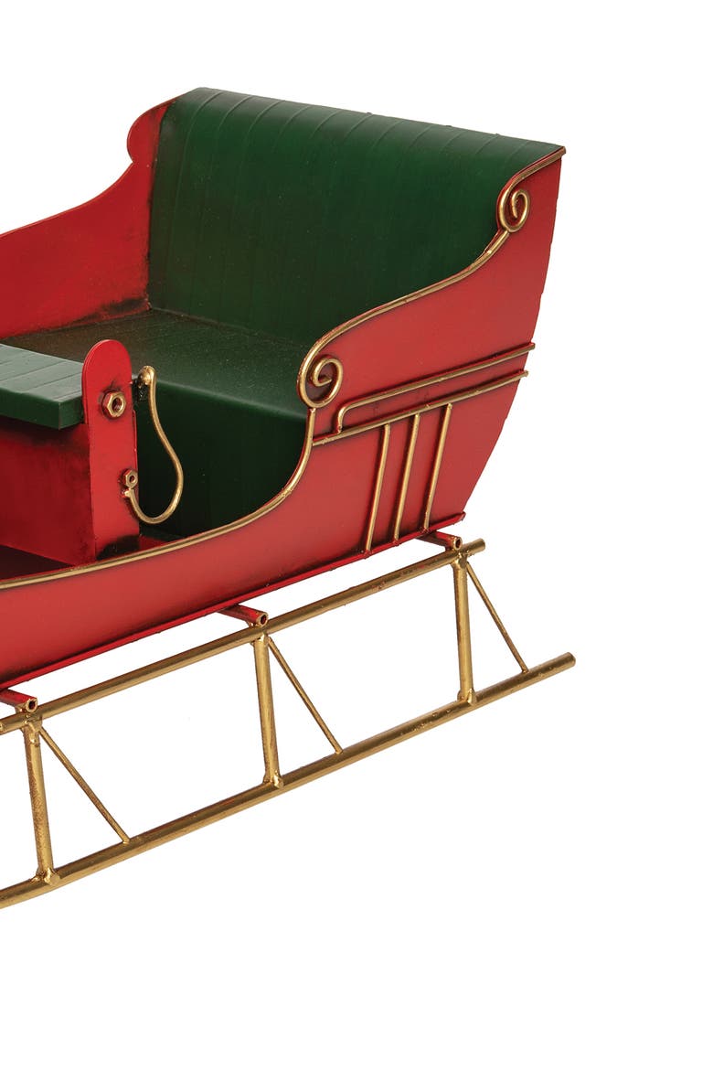 7.6" x 13.7" Santa Claus Red Sleigh Decorative Christmas Figurine, Alternate, color, Red