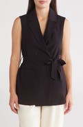Ellen Tracy Double Breasted Belted Long Vest