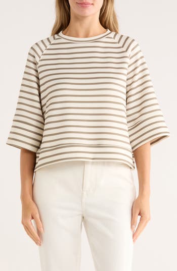T Tahari Scuba Knit Sweatshirt In White