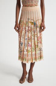 Etro Pleated Floral Midi Sweater Skirt
