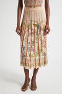 Etro Pleated Floral Midi Sweater Skirt