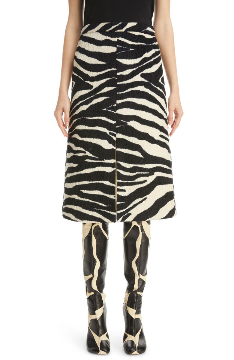Dries Van Noten Shea Zebra Jacquard Chenille Skirt, Main, color, 
