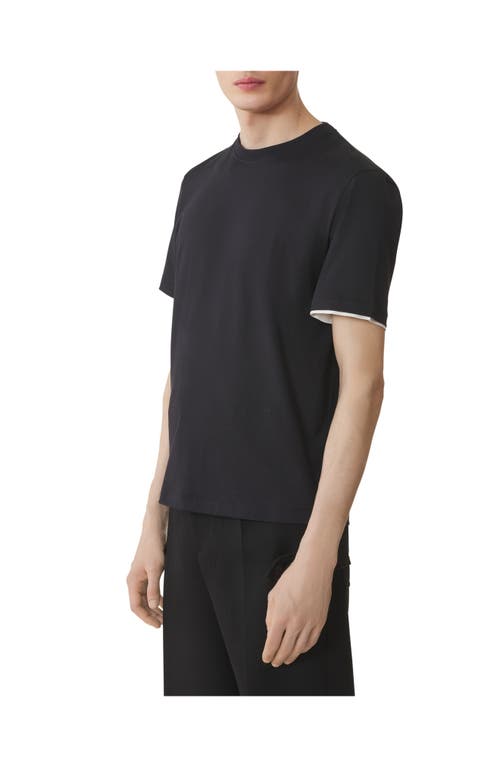 Lanvin Cotton T-shirt With Silk Detail In Black