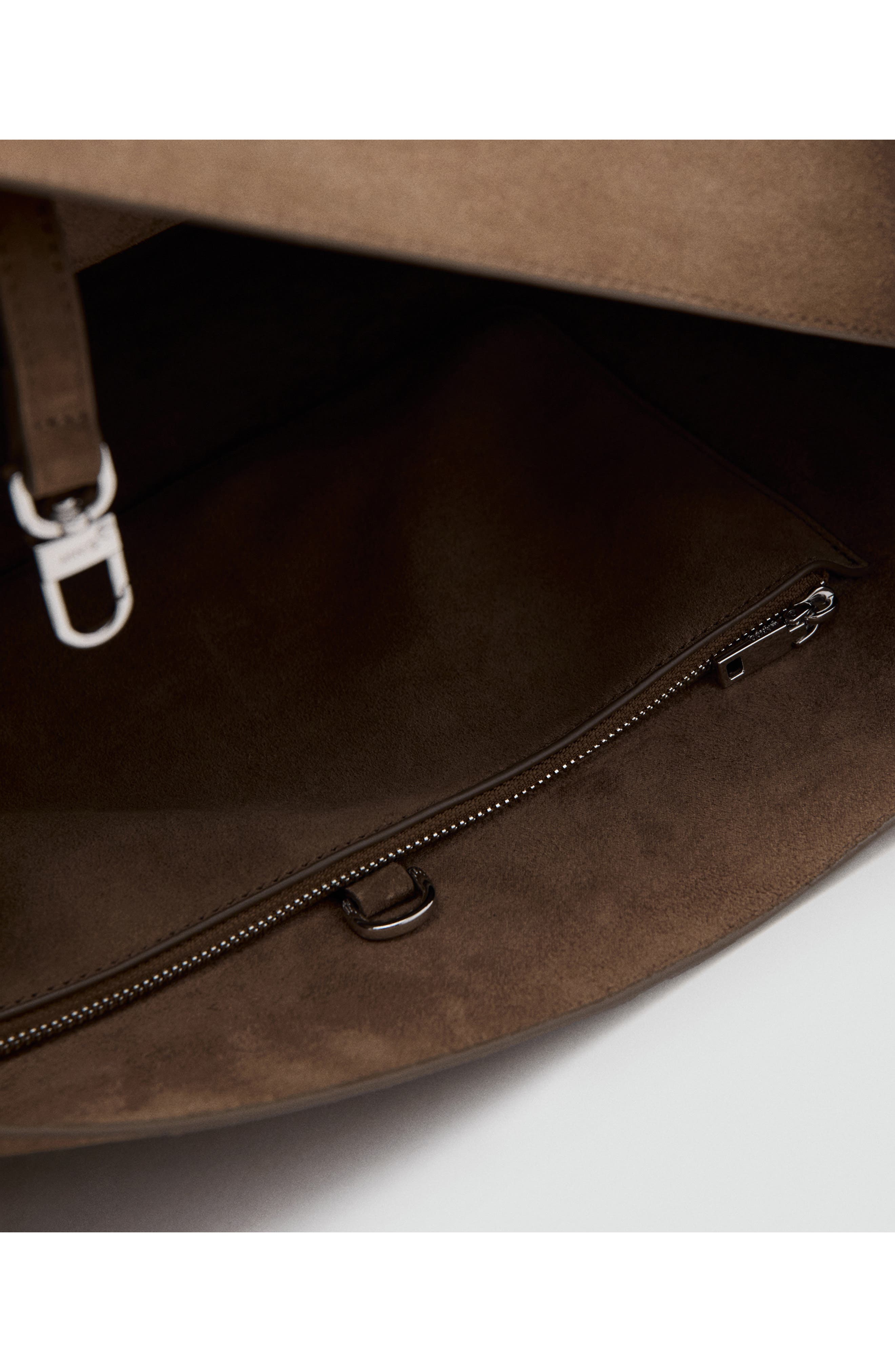 MANGO Suede Shopper Bag, Alternate, color, Medium Brown