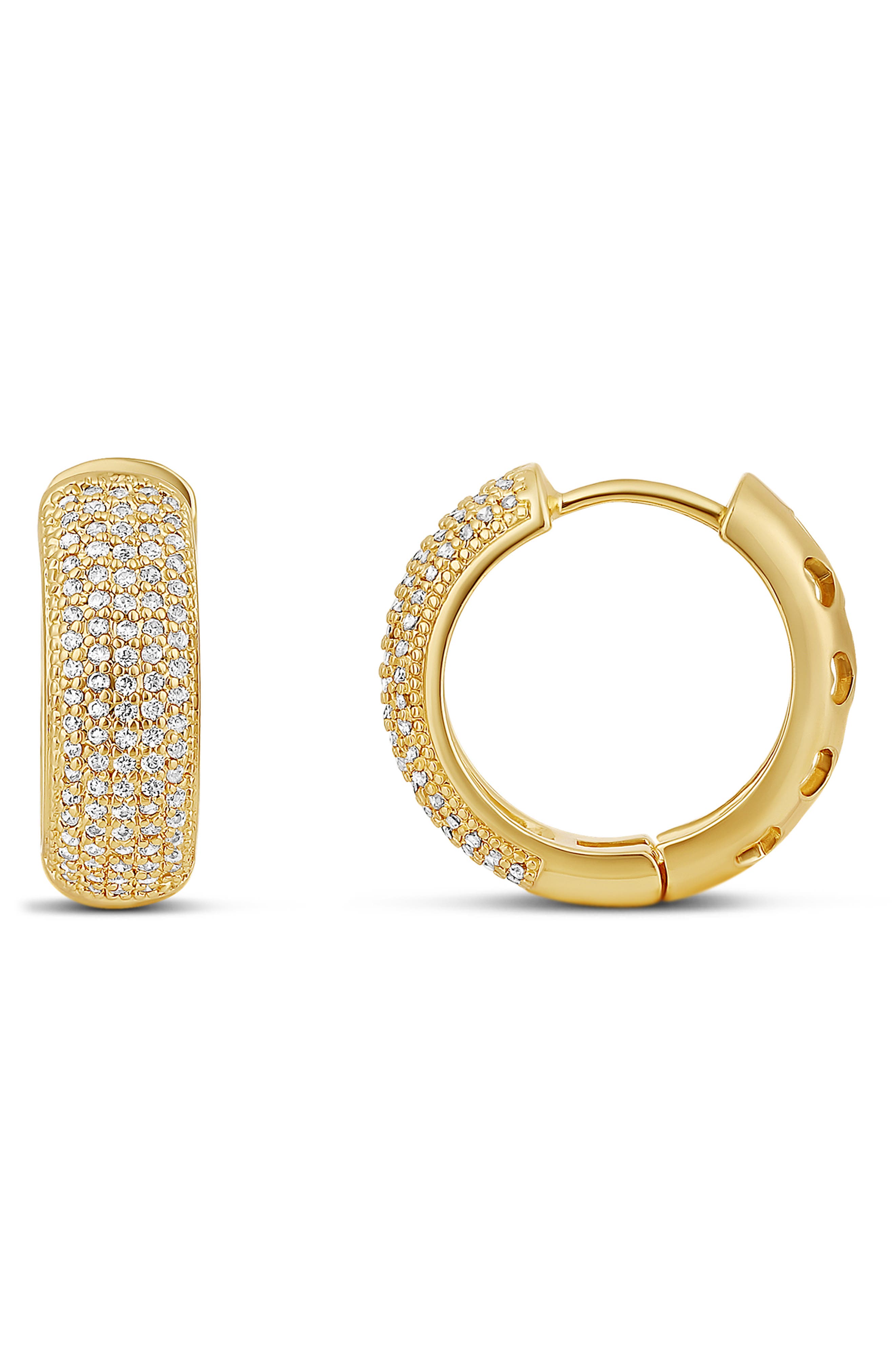 SHYMI Thick Dome Pavé Hoop Earrings in Gold 