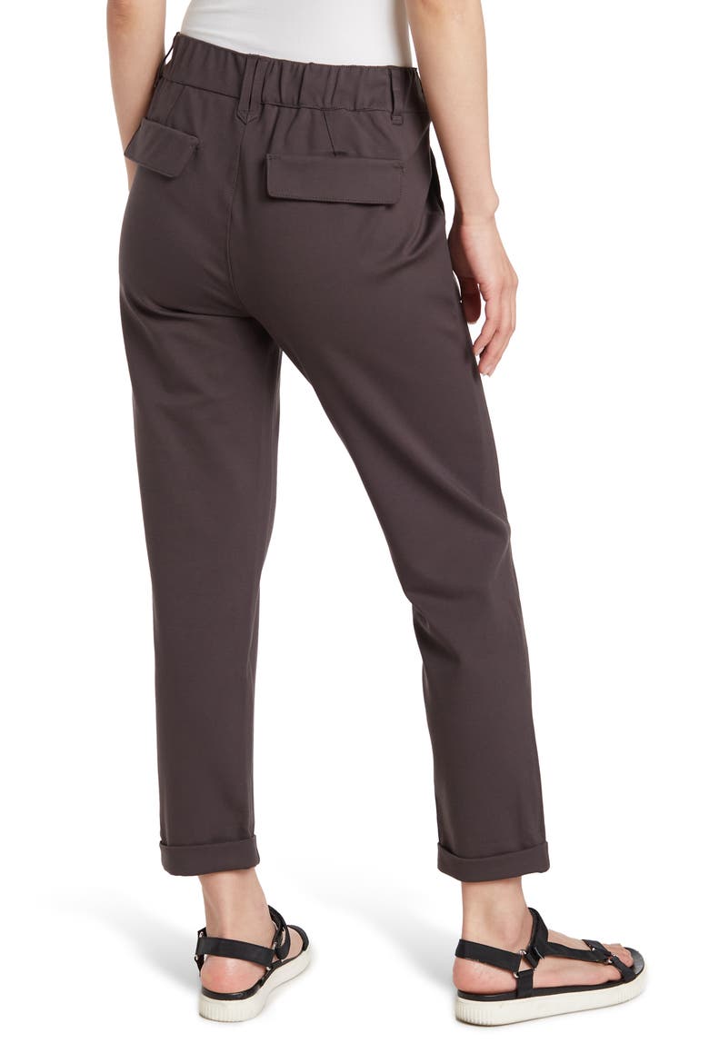 Ab Leisure High Rise Patch Pocket Utility Roll Cuff Drawstring Pants, Alternate, color, DARK HEATHER CHARCOAL