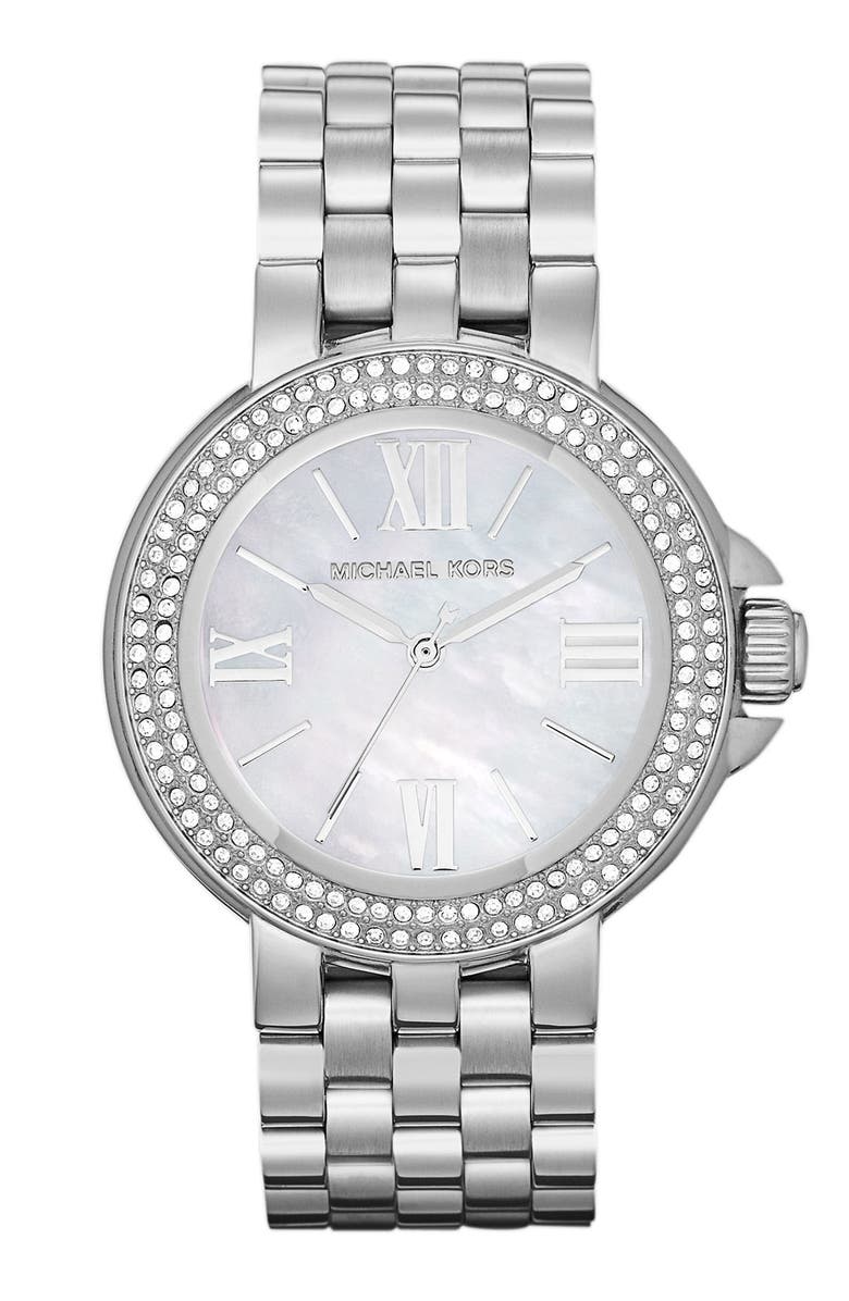 MICHAEL Michael Kors Michael Kors 'Lucy' Crystal Bezel Bracelet Watch, Main, color,