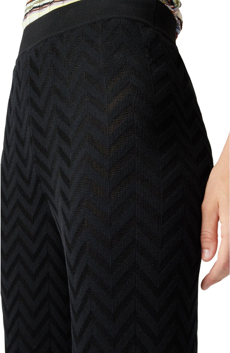 Missoni Tonal Chevron Pattern Straight Trousers, Alternate, color, Black