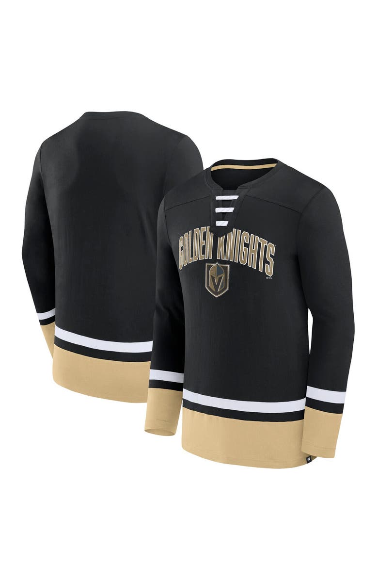 FANATICS Men's Fanatics Branded Black Vegas Golden Knights Back Pass Lace-Up Long Sleeve T-Shirt, Main, color, Black