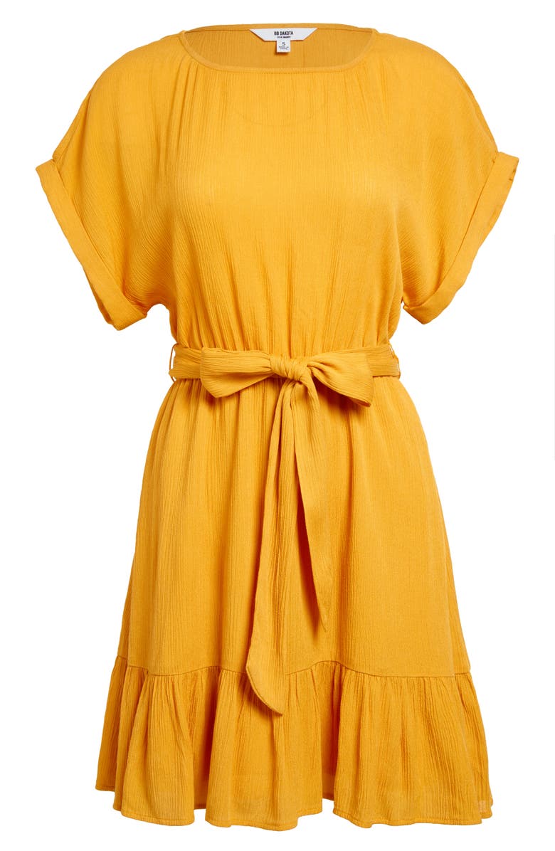 BB Dakota by Steve Madden BB Dakota Belted Short Sleeve Crinkle Woven Dress, Alternate, color,