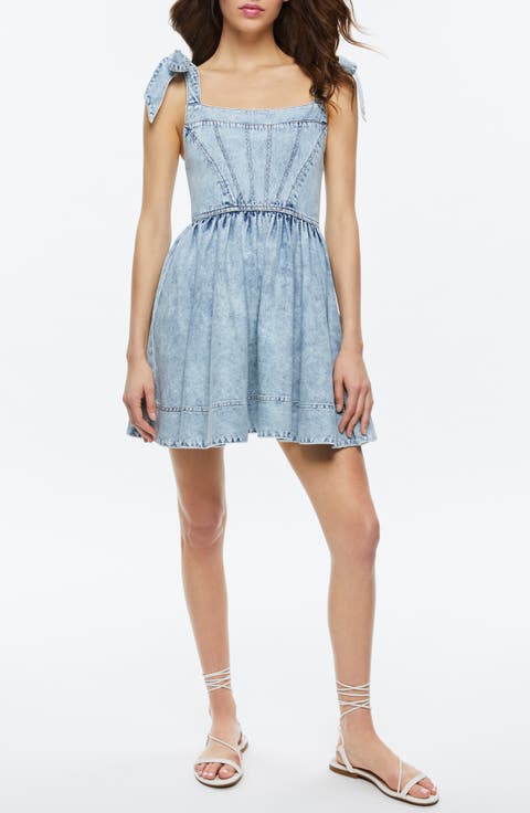 Amina Corset Denim Fit & Flare Minidress