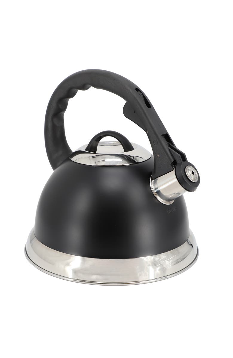 Mr. Coffee Clarefield 2.4 Quart Stainless Steel Whistling Tea Kettle, Main, color, Black