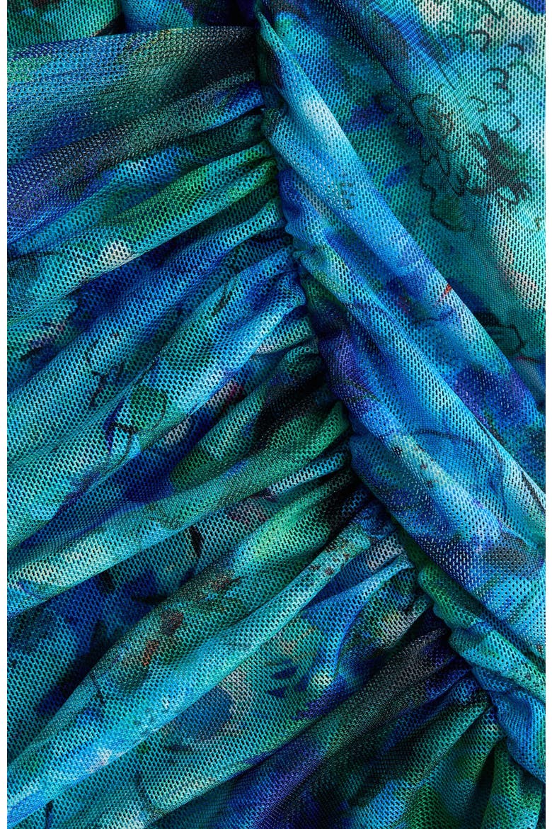 Draped Bandeau Dress, Alternate, color, Turquoise/floral