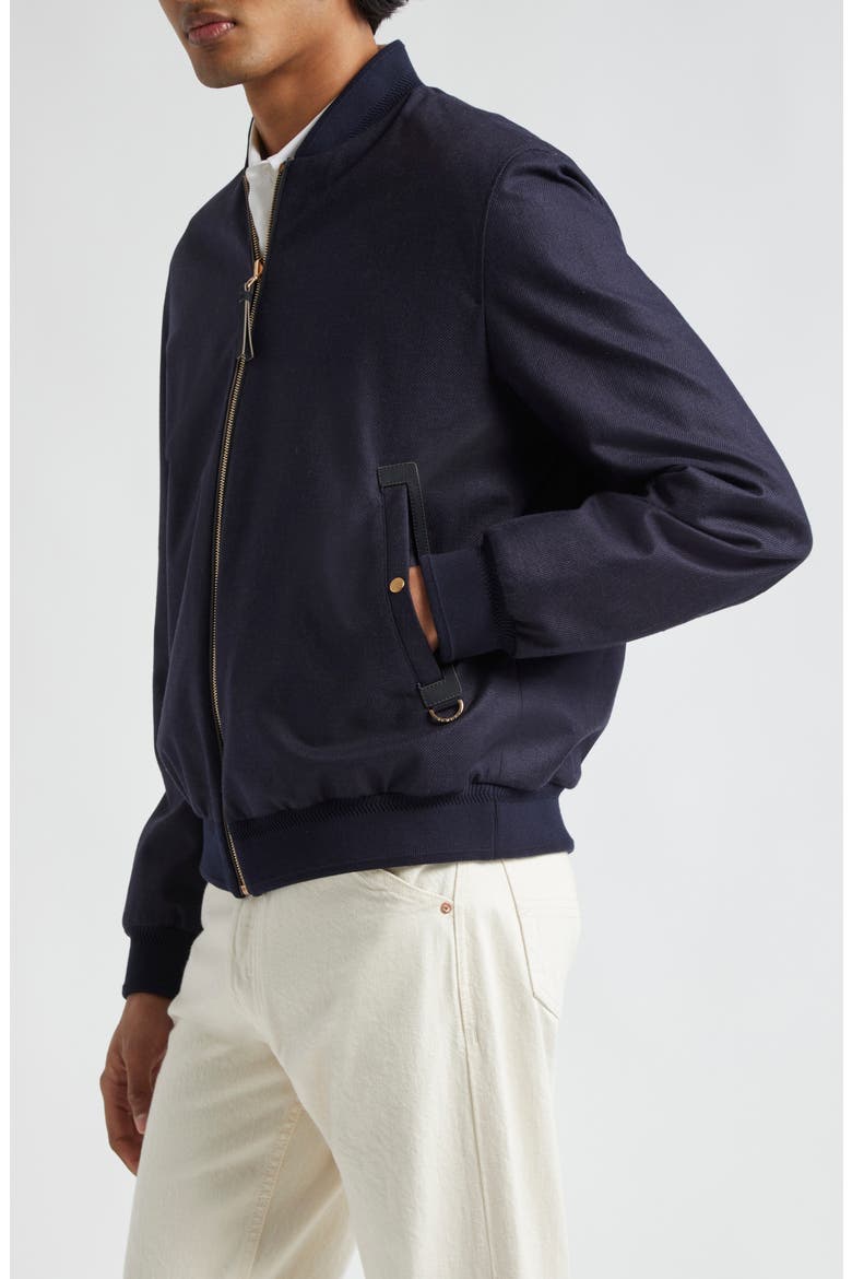 Silk Tweed Reversible Bomber Jacket, Alternate, color, NAVY