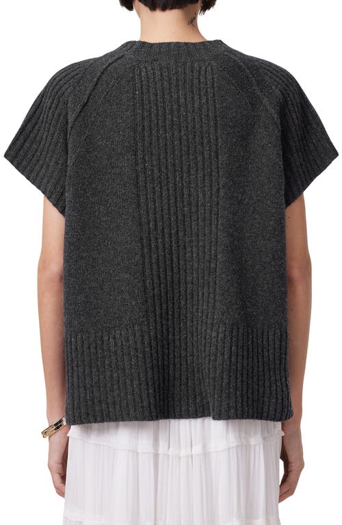 Allsaints Anthe Merino Wool Short Sleeve Sweater In Charcoal Grey