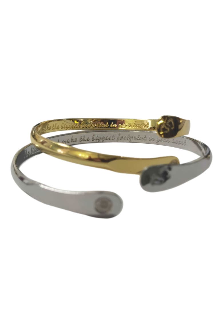 Baby Bracelets Engraved The littlest feet makes the biggest footprint in your heart, Alternate, color, Silver