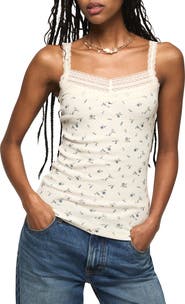Lucky Brand Lace Trim V-Neck Tank