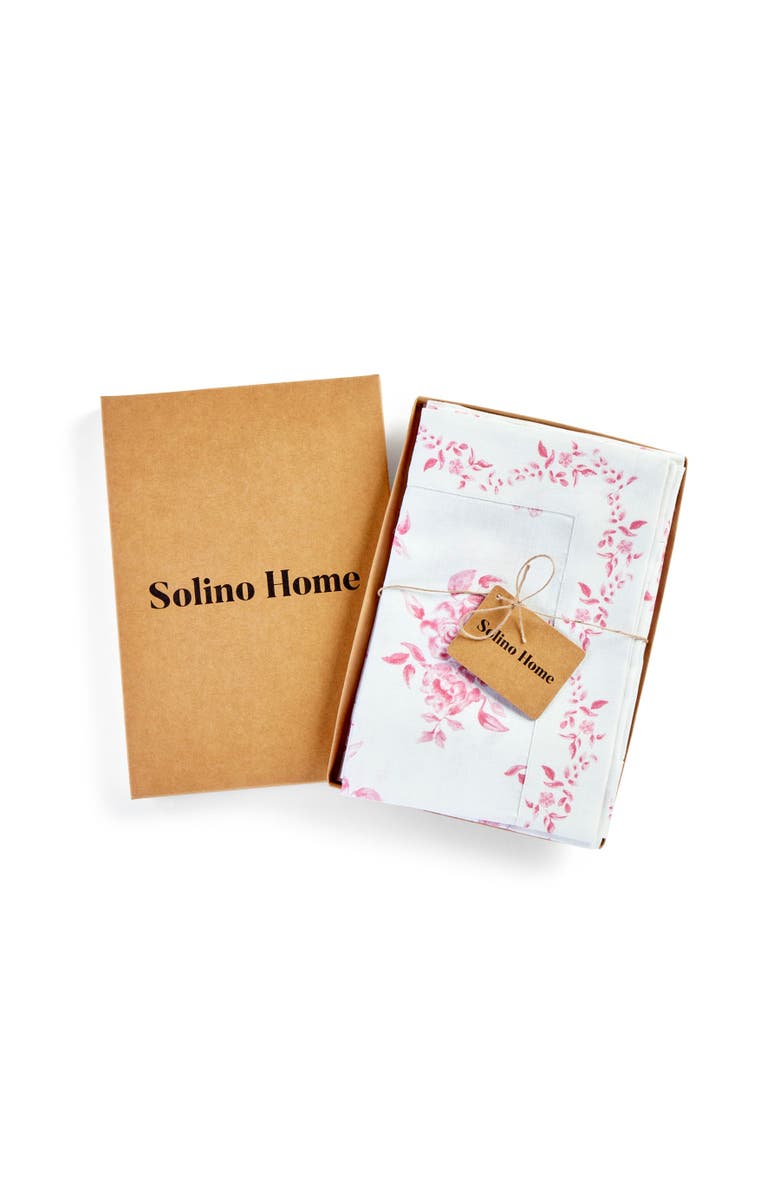 Solino Home Linen Dinner Napkins - Jolie Fleur, 20" x 20" Inch, Alternate, color, Pink Floral