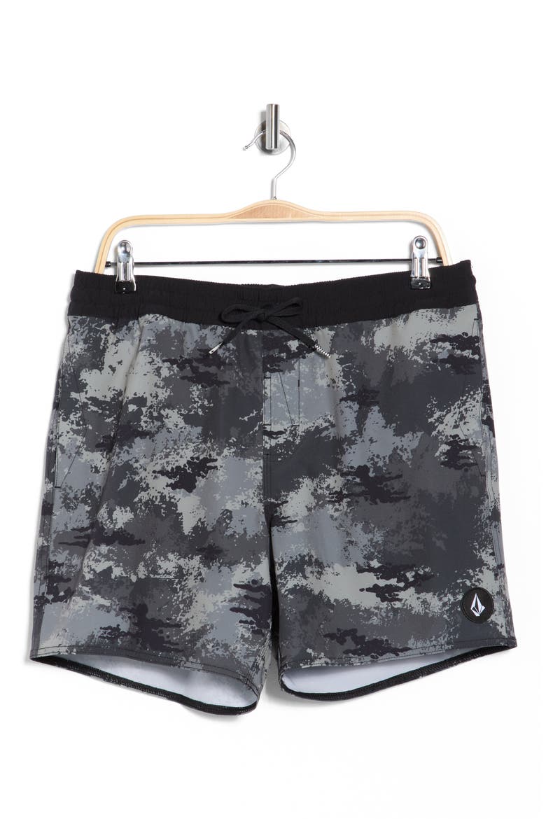 Lindo Print Swim Trunks, Alternate, color, BLACK