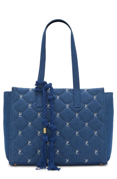 Barry Quilted Denim Tote
