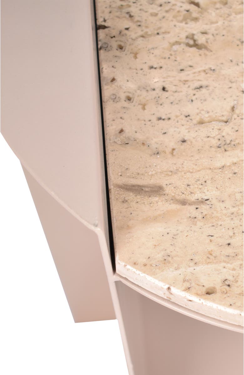 JONATHAN Y Evelyn 20" Contemporary Natural Marble/Metal Handmade C-Shaped End Table, Alternate, color, Beige/Pink Beige