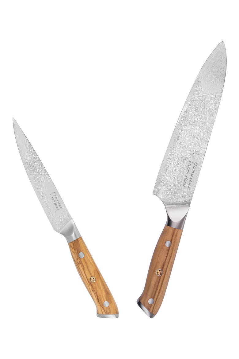 2-Piece Damascus Steel Knife Set, Alternate, color, OLIVE WOOD