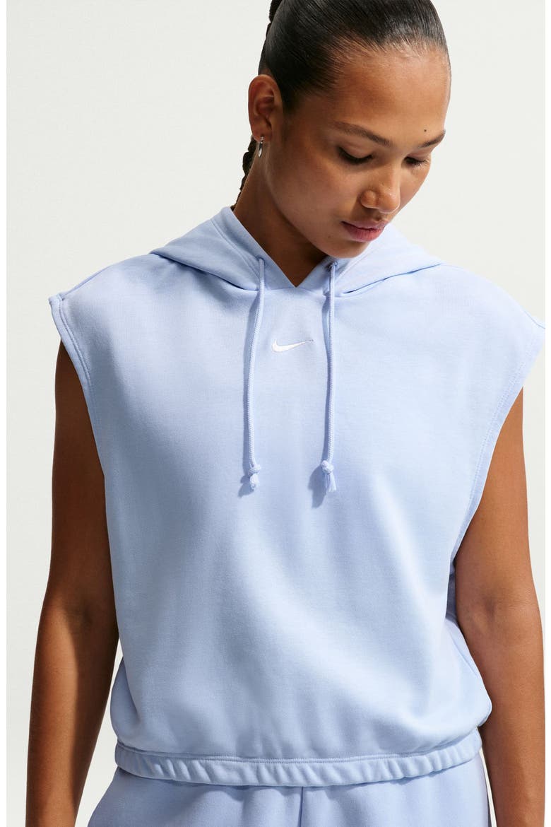 Phoenix Cap Sleeve Cotton Blend Hoodie, Alternate, color, HYDROGEN BLUE/ SAIL