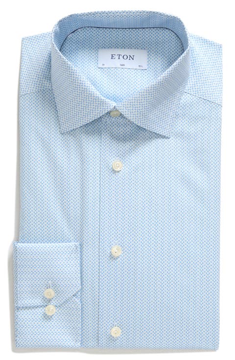 Slim Fit Micro Geometric Dot Cotton Dress Shirt