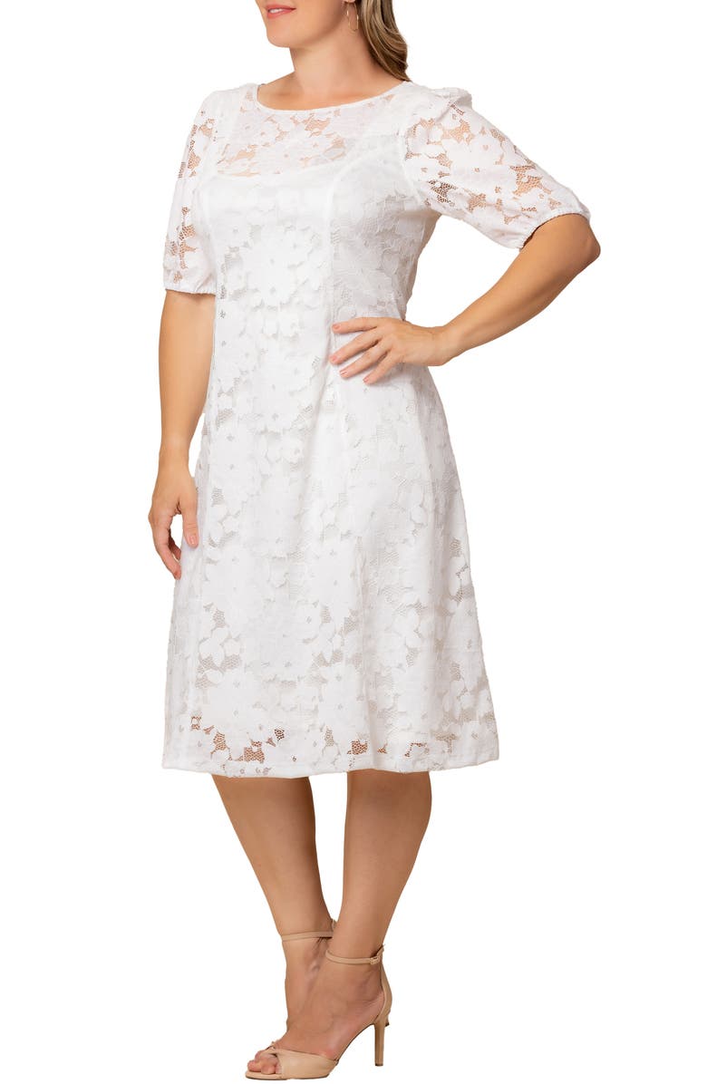 Kiyonna Emma Floral Lace Cocktail Midi Dress, Alternate, color,