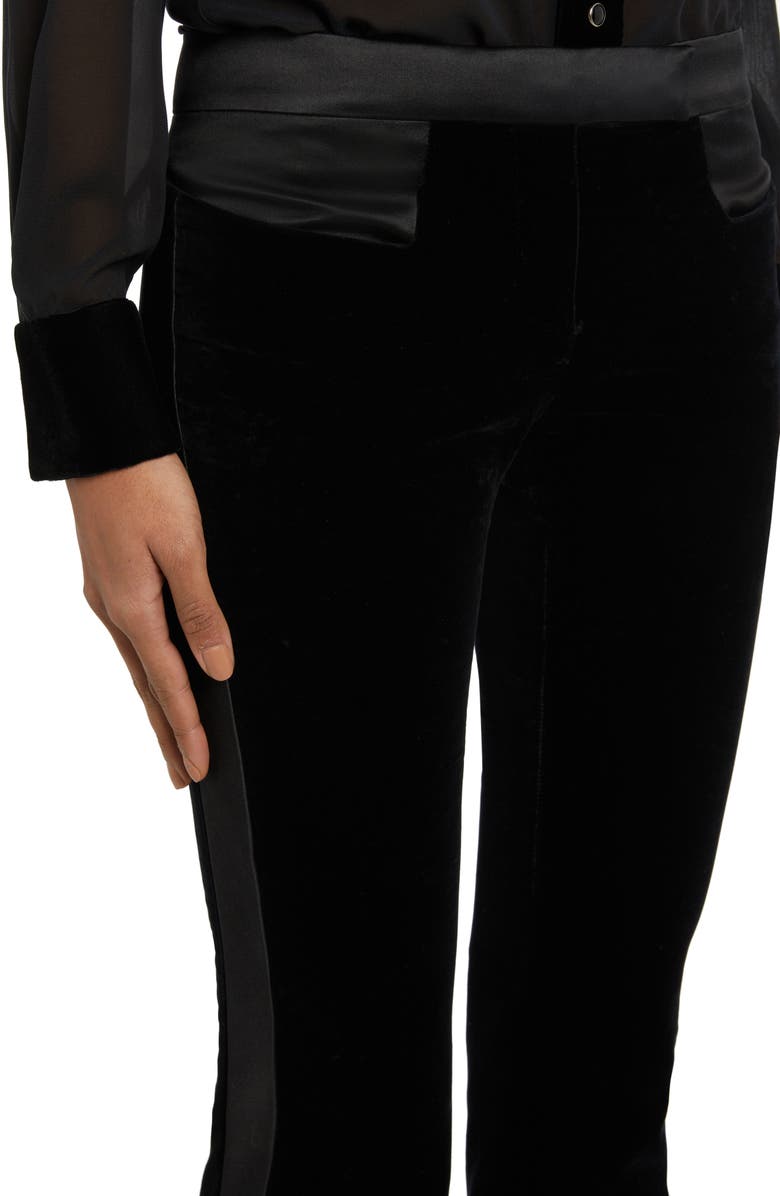 TOM FORD Velveteen Flare Leg Tuxedo Pants, Alternate, color,