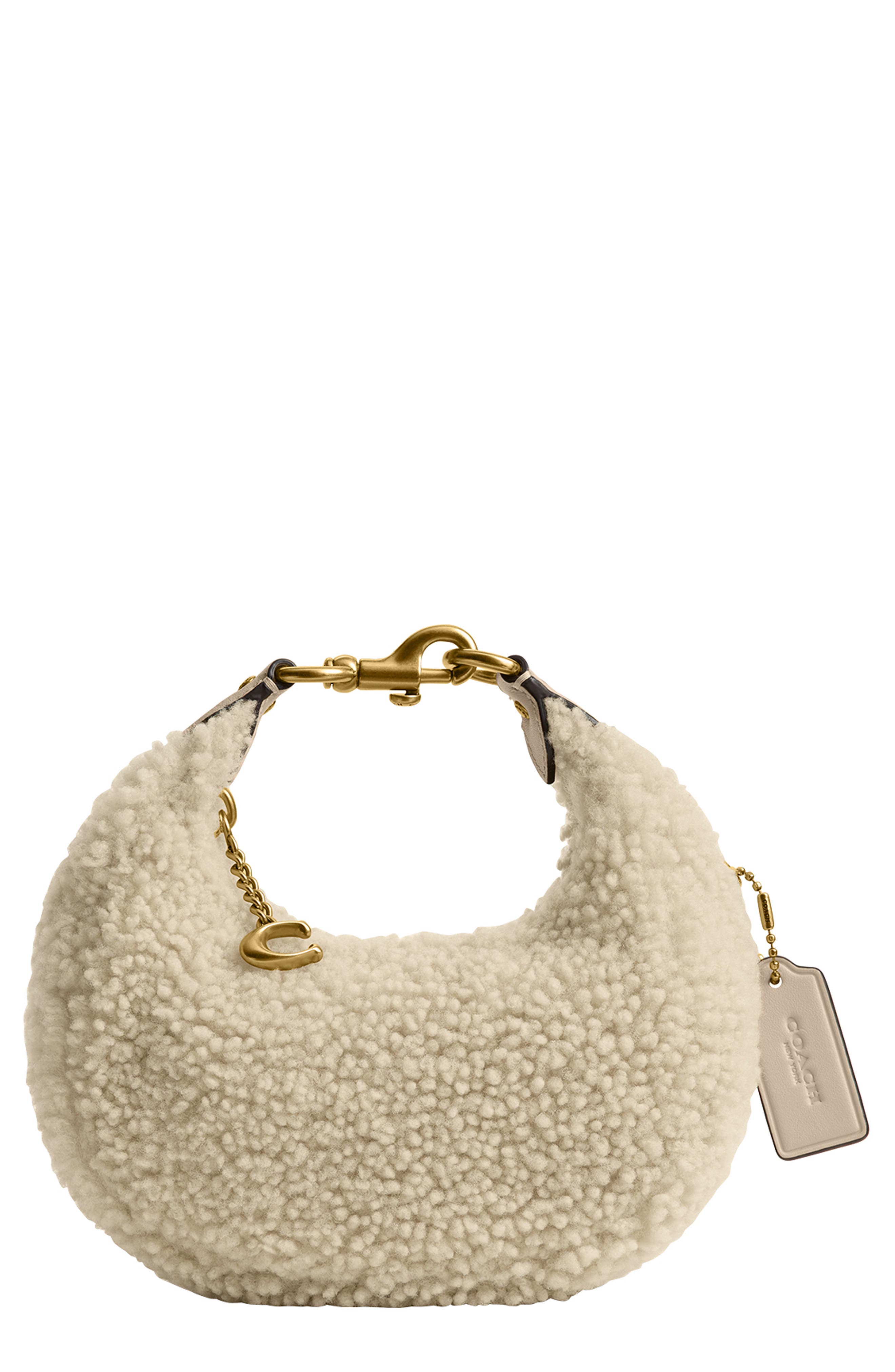 COACH Jonie Genuine Shearling Top Handle Bag, Main, color, B4/ Beige