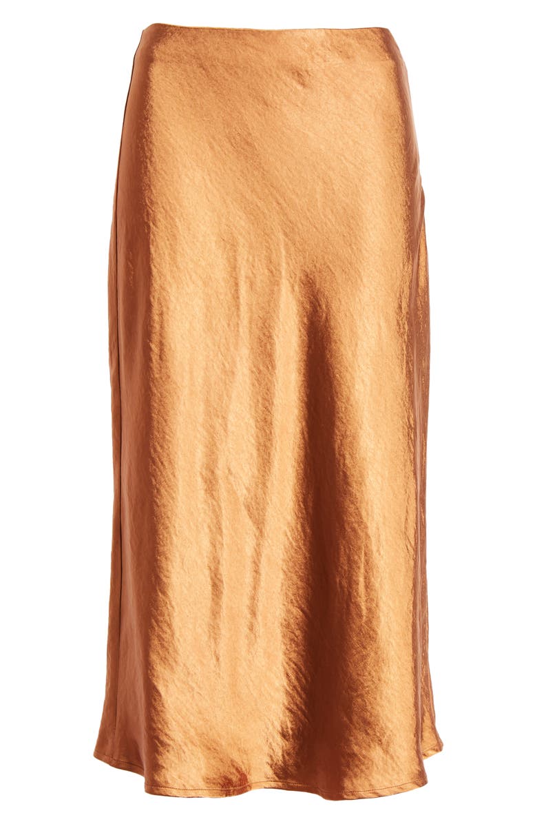 Lulus Satin A-Line Midi Skirt, Alternate, color,